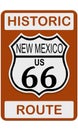 Route 66 old historic traffic sign with New, Mexico state