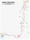 Route plan of the luxury train Tren Cruero in Ecuador