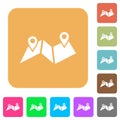 Route plan rounded square flat icons Royalty Free Stock Photo
