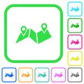 Route plan vivid colored flat icons