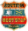 Route 66 rest stop sign Royalty Free Stock Photo