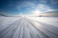 Route 1 Ring Road after a snow blizzard under the sun, Iceland