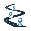 Route, road, location icon. Simple editable vector design isolated on a white background Royalty Free Stock Photo