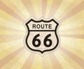 Route 66 sign. American road icon. Travel USA retro background. Royalty Free Stock Photo