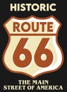 route 66 sign with black background