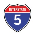 5 route sign icon. Vector road 5 highway interstate american freeway symbol Royalty Free Stock Photo