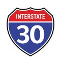 30 route sign icon. Vector road 30 highway interstate american freeway symbol Royalty Free Stock Photo
