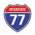 77 route sign icon. Vector road 77 highway interstate american freeway symbol