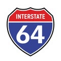 64 route sign icon. Vector road 64 highway interstate american freeway symbol