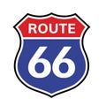 66 route sign icon. Vector road 66 highway interstate american freeway us california route symbol Royalty Free Stock Photo