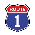 1 route sign icon. Vector road 1 highway interstate american freeway us california route symbol Royalty Free Stock Photo