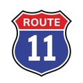 11 route sign icon. Vector road 40 highway interstate american freeway us california route symbol. Royalty Free Stock Photo
