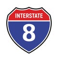 8 route sign icon. Vector road 8 highway interstate american freeway us california route symbol Royalty Free Stock Photo