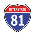 81 route sign icon. Vector road 81 highway interstate american freeway us california route symbol Royalty Free Stock Photo