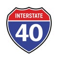 40 route sign icon. Vector road 40 highway interstate american freeway us california route symbol Royalty Free Stock Photo