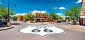 Route 66 sign painted on the square in Winslow, Arizona