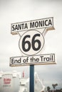 Route 66 sign at Santa Monica Pier, Los Angeles Royalty Free Stock Photo