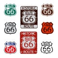 Route 66 sign set Royalty Free Stock Photo