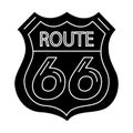 Route sign 66- shield icon, vector illustration, black sign on isolated background Royalty Free Stock Photo