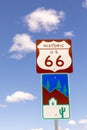 Route 66 sign under clear blue sky