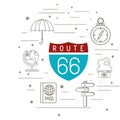Route 66 signal with travel set icons
