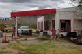 Route 66, State Arizona, USA, 09-10-2022.Old abandoned Valentine gas station on route 66 Royalty Free Stock Photo