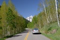 On route to Maroon Bells in Colorado Royalty Free Stock Photo