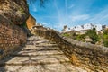 Route to the ruins of the Arab baths in town of Ronda, Spain