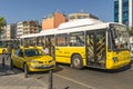 Route and tour bus and taxi on the streets of Istanbul.l. Transport Turkey.