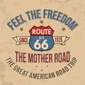 Route 66 typography for t-shirt print