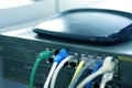 Router with cable wires Royalty Free Stock Photo