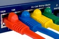 Router and cables. Macro. Royalty Free Stock Photo