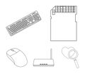 Router, computer mouse and other accessories. Personal computer set collection icons in outline style vector symbol Royalty Free Stock Photo