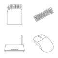 Router, computer mouse and other accessories. Personal computer set collection icons in outline style vector symbol Royalty Free Stock Photo