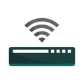 Router device equipment. Wi Fi signal symbol. Network data Vector. Wireless connection hardware. Royalty Free Stock Photo