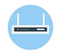 Router flat icon. Isolated router on blue background.