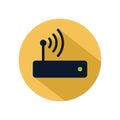 Router hotspot icon vector isolated on yellow circle. Wifi router icon for web and mobile phone