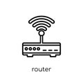 Router icon. Trendy modern flat linear vector Router icon on white background from thin line Internet Security and Networking col Royalty Free Stock Photo