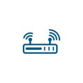 Router Line Blue Icon On White Background. Blue Flat Style Vector Illustration Royalty Free Stock Photo