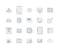 router line icons collection. Nerking, Wireless, LAN, Ethernet, Modem, Internet, Signal vector and linear illustration