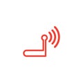 Router Line Red Icon On White Background. Red Flat Style Vector Illustration Royalty Free Stock Photo