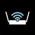 Router, modem icon isolated on black background Royalty Free Stock Photo