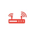 Router Red Icon On White Background. Red Flat Style Vector Illustration Royalty Free Stock Photo