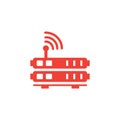 Router Red Icon On White Background. Red Flat Style Vector Illustration Royalty Free Stock Photo