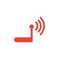 Router Red Icon On White Background. Red Flat Style Vector Illustration Royalty Free Stock Photo