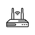 Black line icon for Routers, network and wireless Royalty Free Stock Photo