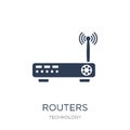 Routers icon. Trendy flat vector Routers icon on white background from Technology collection