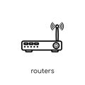 Routers icon. Trendy modern flat linear vector Routers icon on w