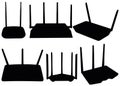 Routers in the set. Vector image.