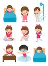 Daily routine activities for kids with cute girl,routines for kids, daily routine of child, Little children daily activities Royalty Free Stock Photo